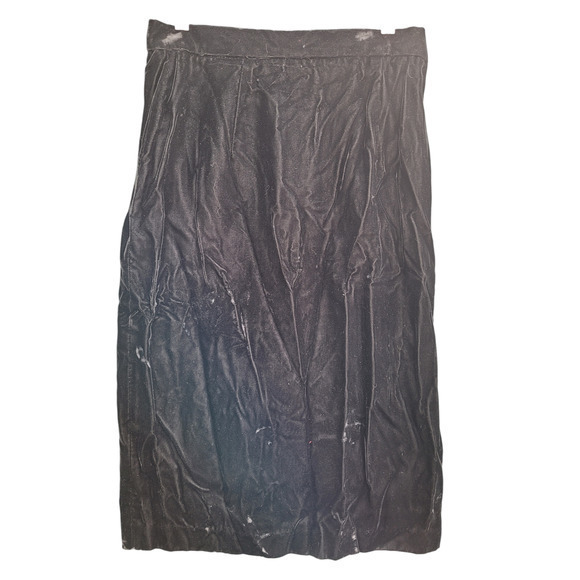 Vintage Jessica‎ McClintock Black Velvet Back Slit Zipper Midi Straight Skirt - Picture 1 of 11